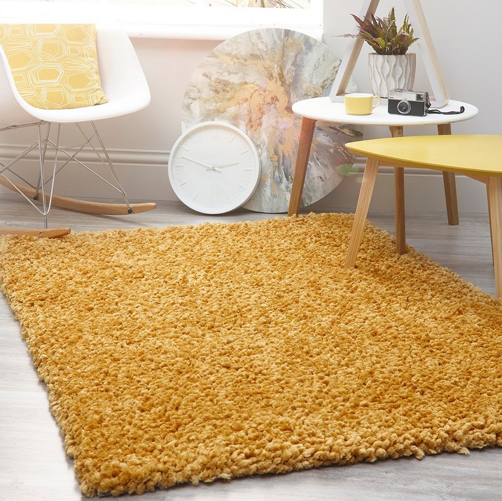 Origins Portland Shaggy Rugs in Ochre Yellow